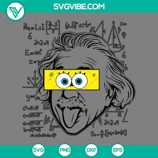 Einstein SpongeBob SVG cartoon graphic design, ideal for prints, t-shirts, and merchandise, combining popular characters creatively.