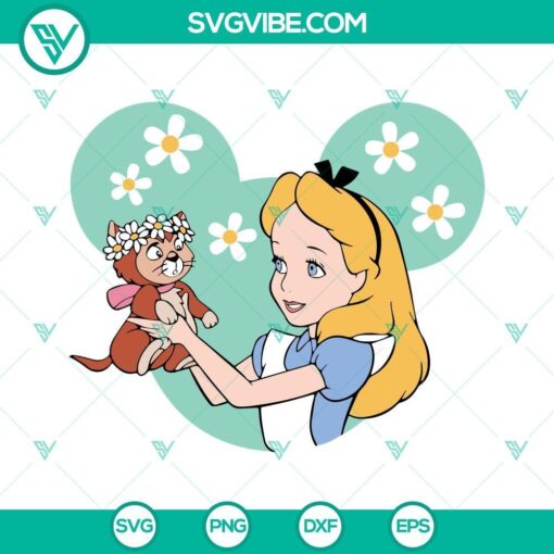 Alice In Wonderland themed SVG download with Alice silhouette, PNG designs, and vector file for use in various projects.
