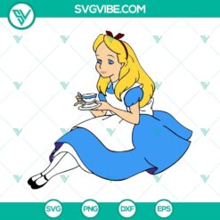 Alice in Wonderland themed SVG download for Cricut, featuring PNG, DXF, and EPS cut files for crafting.
