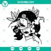 Alien girl smoking weed SVG with marijuana and cannabis elements, funny and unique design for download.