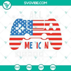 All American 4th of July Gamer SVG design featuring a patriotic boy - perfect for Independence Day crafts and projects.