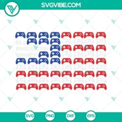 Patriotic All American Gamer SVG with USA Flag design, downloadable in PNG and DXF formats. Perfect for patriotic gaming enthusiasts.