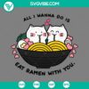 Cat eating ramen Valentine SVG images for digital use. Love theme SVG PNG EPS DXF files for crafting projects. Great for Valentine's Day designs.