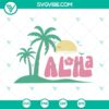Tropical Aloha SVG design with beach sunset, summer vibes, and Hawaii elements in PNG, DXF, and EPS formats.