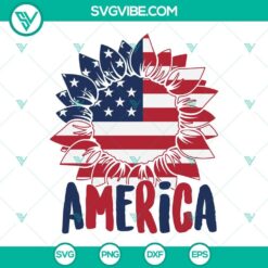 Patriotic sunflower SVG files for 4th of July, America themes. Ideal for crafting projects.