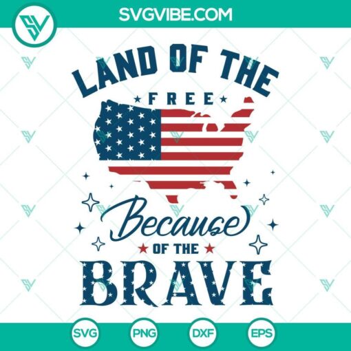 America The Land Of The Free Because Of The Brave SVG Images with 4th Of July theme and patriotic design for Independence Day celebration.
