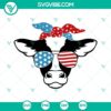 Cow with American flag head SVG, perfect for 4th of July celebrations. Funny and patriotic design for digital download.