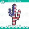 Embroidered American flag cactus design for 4th of July, patriotic pattern perfect for Independence Day celebrations.