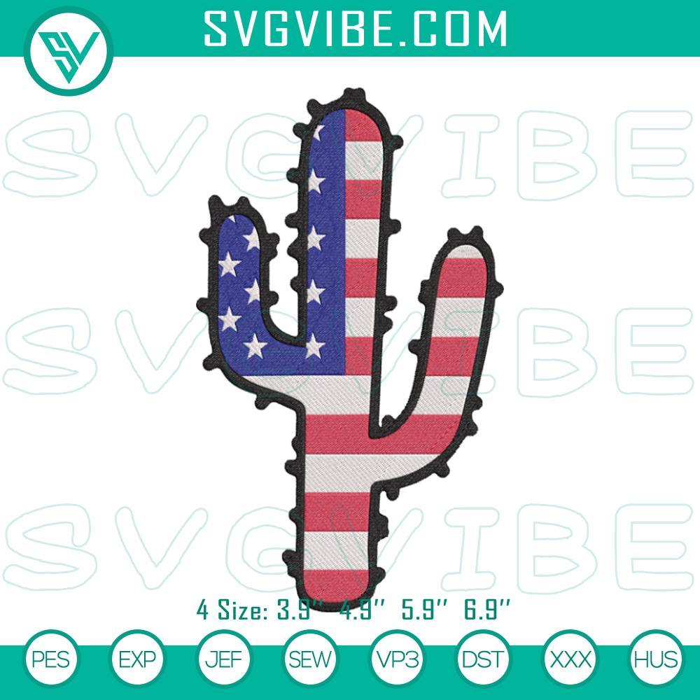 American Flag Cactus Embroidery Design, Patriotic 4th Of July Embroidery File Embroidered American flag cactus design for 4th of July, patriotic pattern perfect for Independence Day celebrations.