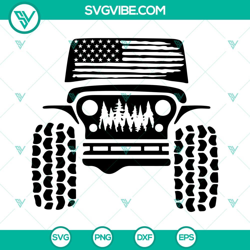 american-flag-jeep-svg-off-road-car-svg-off-road-forest-svg-usa-4-4-off-road-svg-png-dxf-eps-cricut-2-mockup.jpg American flag themed Jeep SVG files for off-road car enthusiasts, featuring a forest backdrop. Ideal SVG download for adventurous designs.
