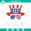 American flag sunglasses skull SVG with a touch of humor and patriotic theme for 4th of July. Download funny SVG files for crafting.