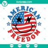 American freedom smiley face with USA flag and 4th of July design in SVG format.