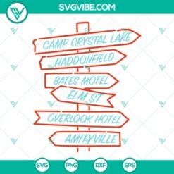 Vector set of American horror movie street SVG images in PNG, DXF, and EPS formats for Cricut and other cutting machines.