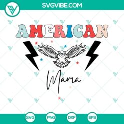 Patriotic American Mama Eagle SVG files for 4th of July family celebration. Download this proud mom design. Great for crafting projects.