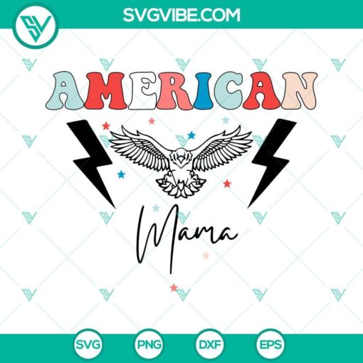 Patriotic American Mama Eagle SVG files for 4th of July family celebration. Download this proud mom design. Great for crafting projects.