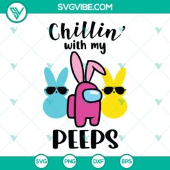 Among Us Easter Bunny with Peeps SVG Images for Easter celebration, gaming, and crafts.