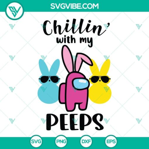 Among Us Easter Bunny with Peeps SVG Images for Easter celebration, gaming, and crafts.