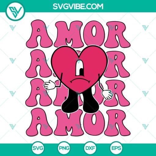 Amor Bad Bunny and Sad Heart Tattoo SVG images bundle featuring Baby Benito. Perfect for Valentine's Day projects.