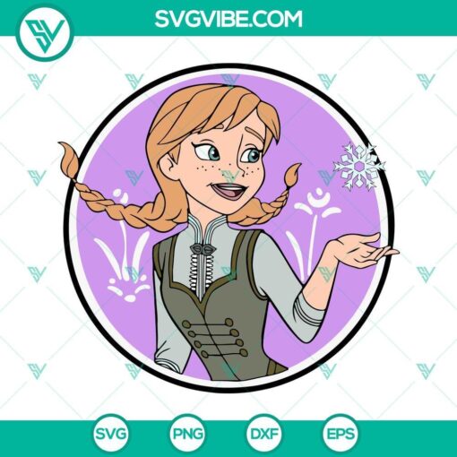 Anna Frozen digital SVG, PNG, DXF, EPS vector clipart set with various designs for crafting and projects.