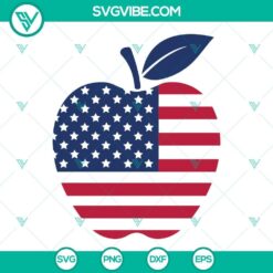Apple American Flag SVG design perfect for 4th of July celebration, digital download.