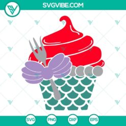 Ariel cupcake SVG images inspired by The Little Mermaid and Disney Princess, perfect for crafting and digital projects.