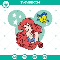 Ariel Disney Princess and The Little Mermaid SVG Download with PNG Designs for crafting projects and digital designs.