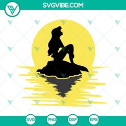 Ariel SVG file featuring Princess sitting under the moon, perfect for crafts, scrapbooking, and Disney themed projects.
