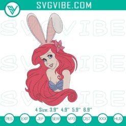 Ariel The Little Mermaid Bunny Easter Embroidery File, Disney Holiday Design - festive Easter bunny theme with Ariel from Disney's The Little Mermaid.