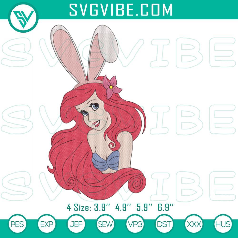 Ariel The Little Mermaid Bunny Easter Embroidery Designs Ariel The Little Mermaid Bunny Easter Embroidery File, Disney Holiday Design - festive Easter bunny theme with Ariel from Disney's The Little Mermaid.