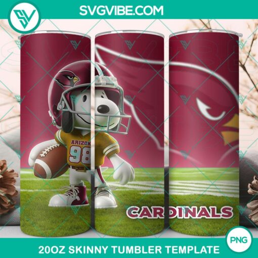 Arizona Cardinals Football Snoopy 3D 20oz Tumbler Wrap - Official PNG file for fans, football enthusiasts, and tumbler collectors.