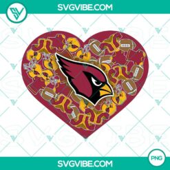 Arizona Cardinals heart Valentine PNG files with unique designs perfect for digital use.
