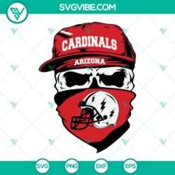 Arizona Cardinals skull SVG images for football fans. Includes SVG, PNG, DXF, and EPS files for crafting projects.