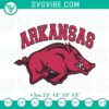 Arkansas Razorbacks logo embroidery design, a college team sports pattern for fans, red hog emblem for apparel.