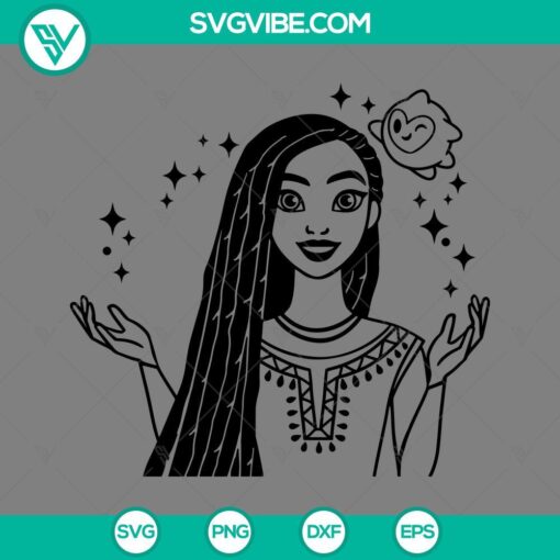 Asha SVG Download of Disney Wish Movie 2023 design for commercial use.