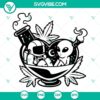 Astronaut and Alien Smoking Cannabis SVG with Moon in background, space-themed digital design illustration, perfect for stoner-themed projects.