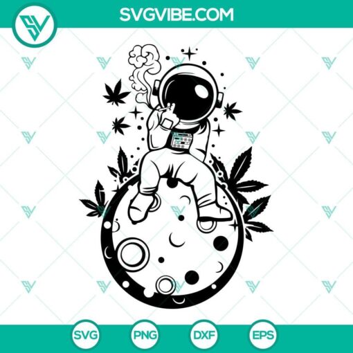 Astronaut smoking weed on the moon, cannabis SVG design for digital use.