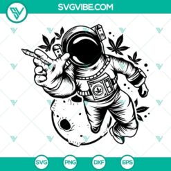 Illustration of astronaut smoking weed on moon, SVG download. Bold design for space enthusiasts.