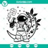 Astronaut smoking weed in moon SVG download, smoking joint SVG clipart design for digital use.