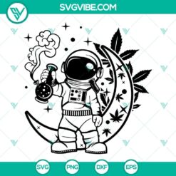 Astronaut smoking weed in moon SVG download, smoking joint SVG clipart design for digital use.