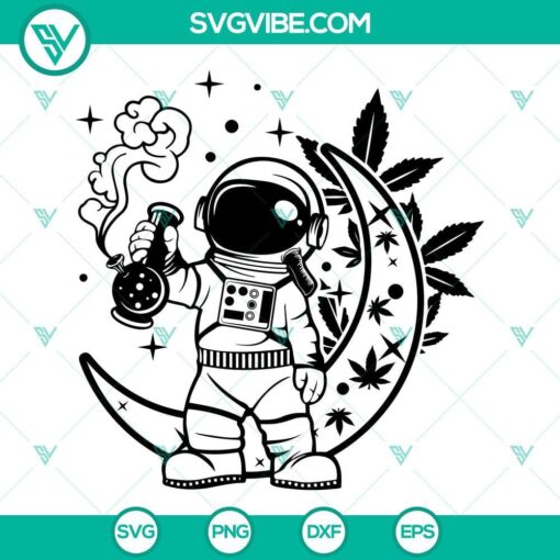 Astronaut smoking weed in moon SVG download, smoking joint SVG clipart design for digital use.