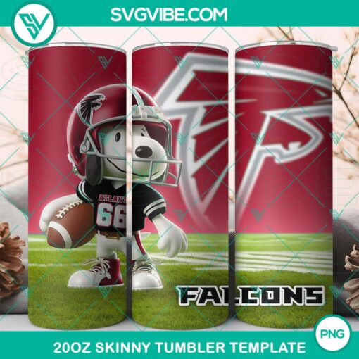 Atlanta Falcons Football Snoopy 3D 20oz Tumbler Wrap PNG File, perfect for NFL football fans, featuring a fun and unique design.
