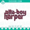 Atta Boy Harper baseball-themed embroidery file, perfect for sports lovers and crafting projects.