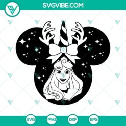 Aurora, Disney Princess, Mouse Ear Christmas SVG files, featuring festive holiday designs for digital crafting projects.