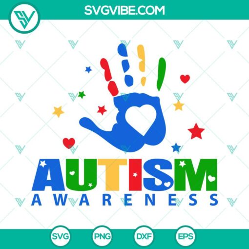 Autism awareness handprint SVG download for Autism Mom with Be Kind design, second version. Perfect for crafting projects.