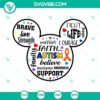 Autism-themed Mickey and Minnie mouse ears SVG download, puzzle piece SVG download, and warrior SVG files for DIY projects.