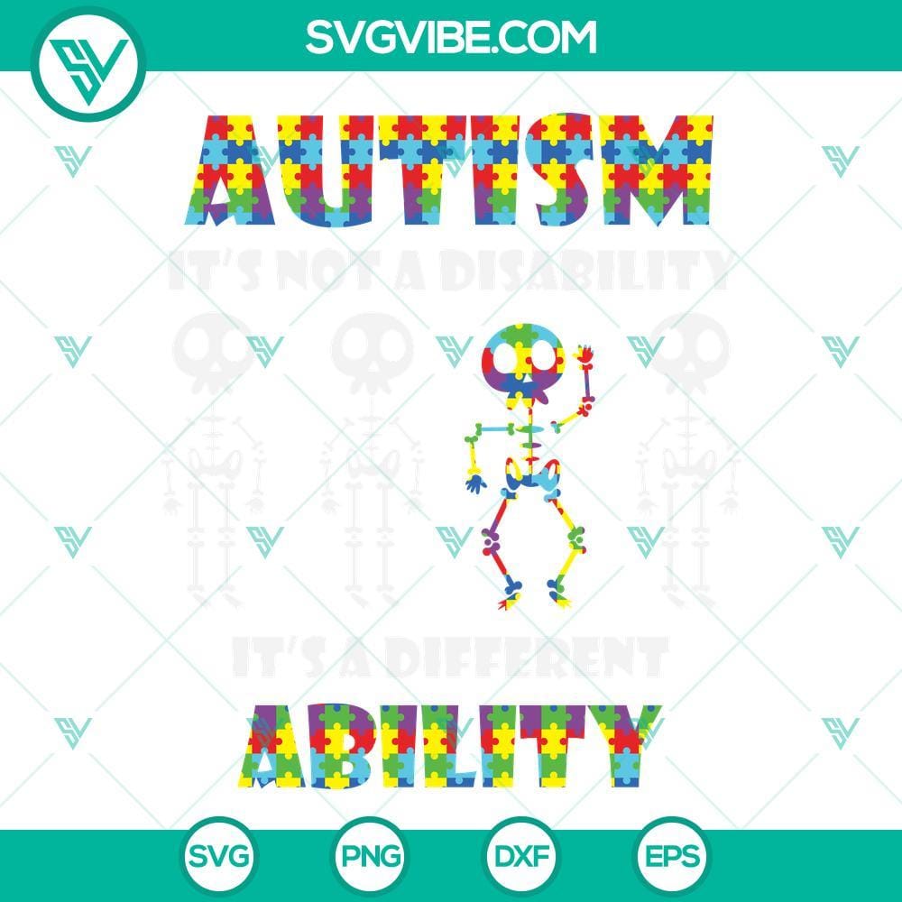 autism-puzzle-piece-skeleton-svg-autism-it-s-not-a-disability-it-s-a-different-ability-svg-autism-svg-funny-skeleton-autism-svg-5-mockup.jpg Autism puzzle piece skeleton SVG file with "Autism It’s Not A Disability" text, suitable for digital crafting and awareness projects.