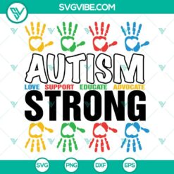 Autism Strong SVG images for download, includes Autism awareness SVG files in PNG, DXF, and EPS formats.