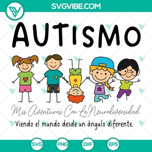 Autismo Mis Aventuras Con La Neurodiversidad SVG design with unique angle view concept for Cricut and PNG files.