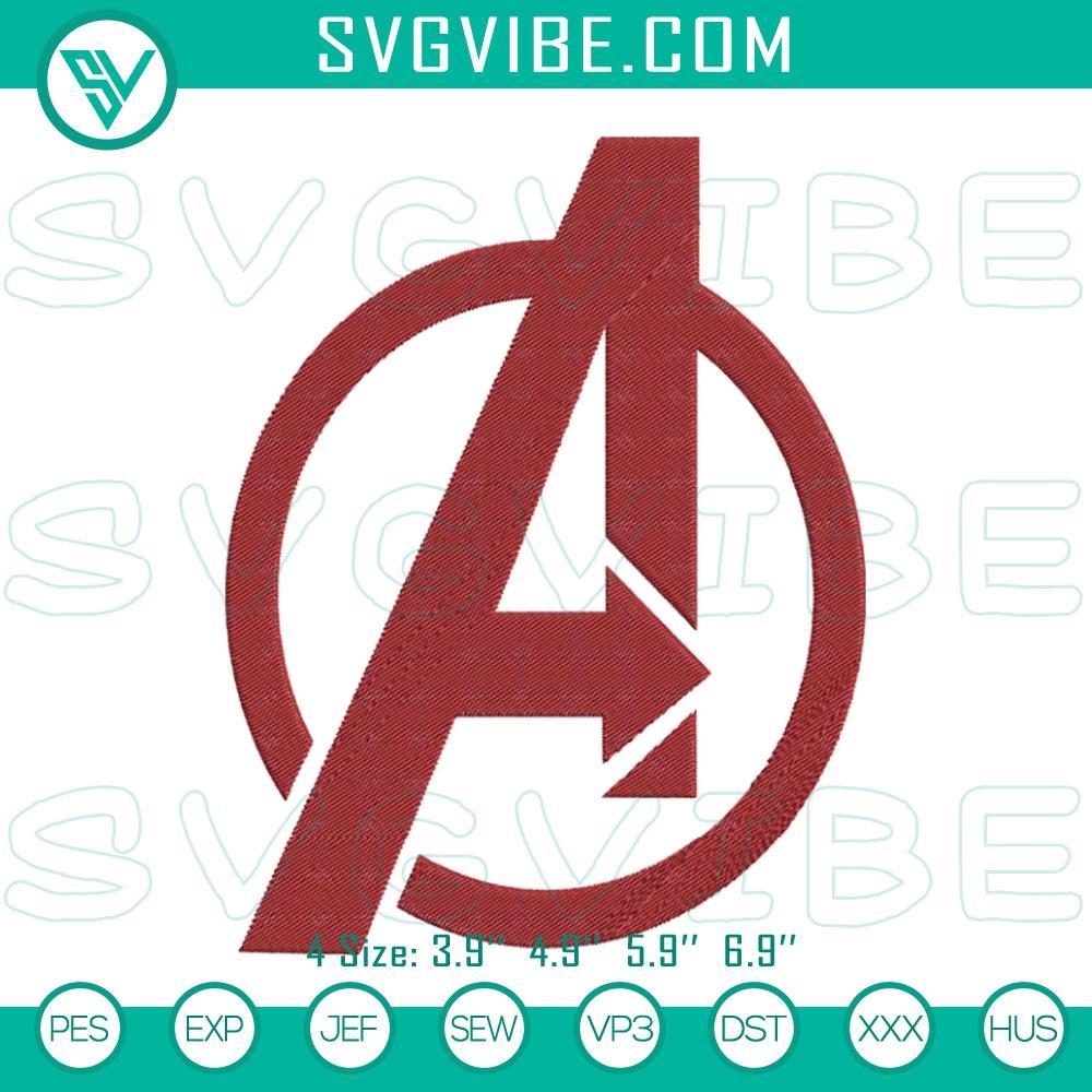 Avengers Logo Embroidery Designs, Marvel Comics Machine Embroidery Files Avengers logo embroidery designs for Marvel Comics superhero files, red, blue, and white colors, superhero emblem.