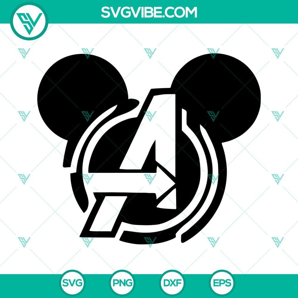 Avengers Mickey Head SVG PNG DXF EPS Cut Files Avengers Mickey Mouse head silhouette logo template - SVG, PNG, DXF, EPS cut files for DIY projects or crafts.